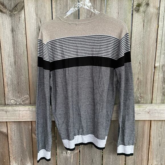 Saks Fifth Avenue Sweater Extra Fine Merino Wool Italy Striped Large NWT Preppy - Picture 2 of 11